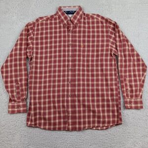 Wrangler Shirt George Strait Cowboy Cut Men L Red Plaid Cotton MGS245M